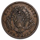 1837 Canada Bank of Montreal Penny Bank Token Avg Circ