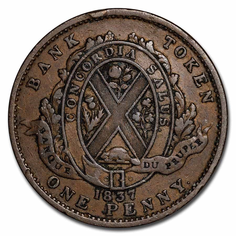 Canadian Token Buy 1837 Canada Bank of Montreal Penny Bank Token Avg Circ | APMEX