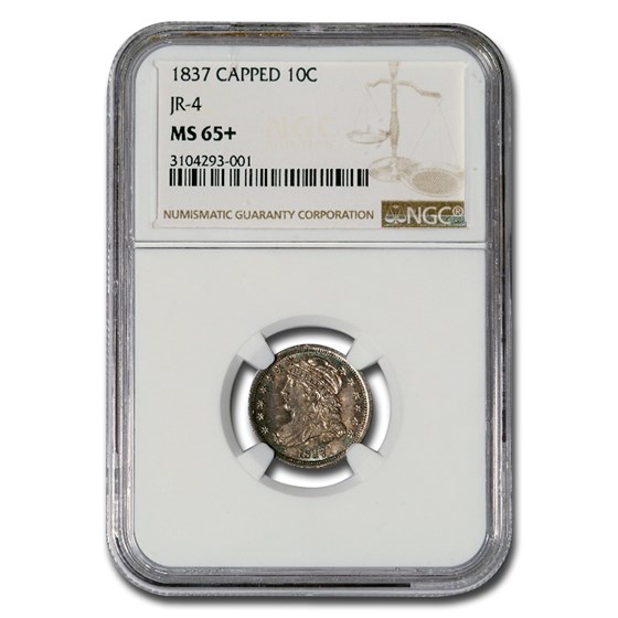 1837 Capped Bust Dime MS-65+ NGC (JR-4) 1837 Capped Bust Dime MS-65+ NGC (JR-4)