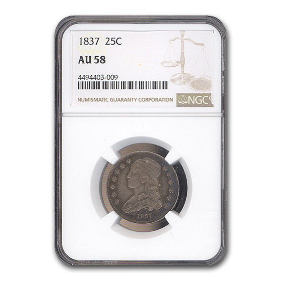 1837 Capped Bust Quarter AU-58 NGC 1837 Capped Bust Quarter AU-58 NGC