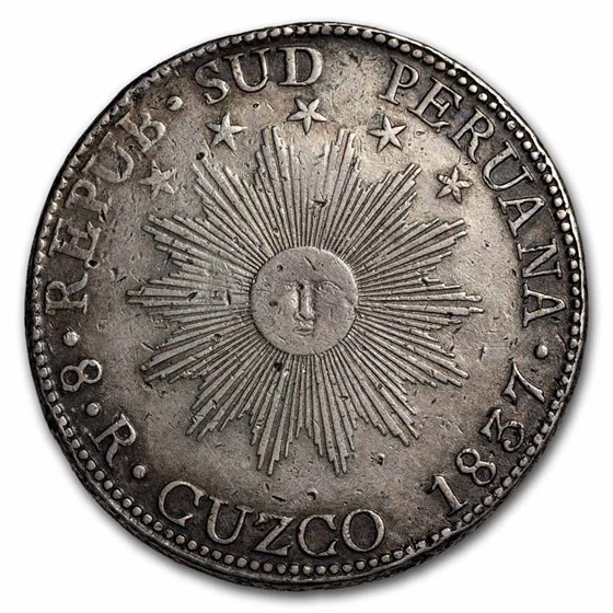 1837-Cuzco BA South Peru Silver 8 Reales XF 1837-Cuzco BA South Peru Silver 8 Reales XF