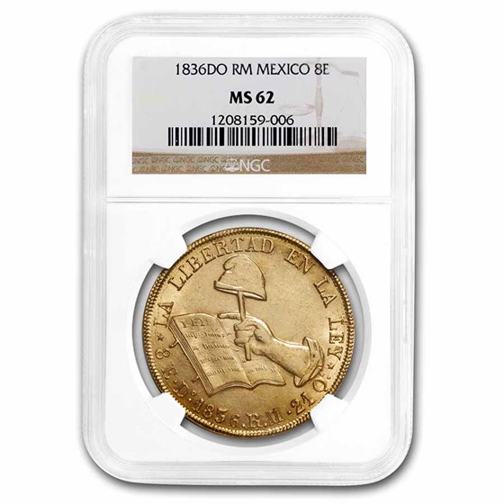 1837 Do RM First Mexican Republic Gold 8 Escudos MS-62 NGC 1837 Do RM First Mexican Republic Gold 8 Escudos MS-62 NGC