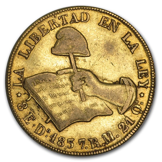1837 Do RM Mexico Gold First Republic 8 Escudos VF Details 1837 Do RM Mexico Gold First Republic 8 Escudos VF Details