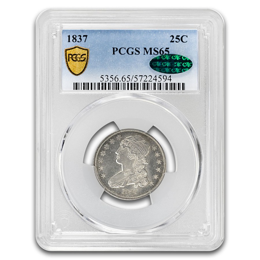 1837 Draped Bust Quarter MS-65 PCGS CAC
