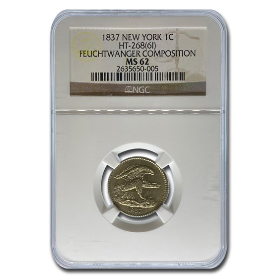 1837 Feuchtwanger One Cent Hard Times Token MS-62 NGC 1837 Feuchtwanger One Cent Hard Times Token MS-62 NGC