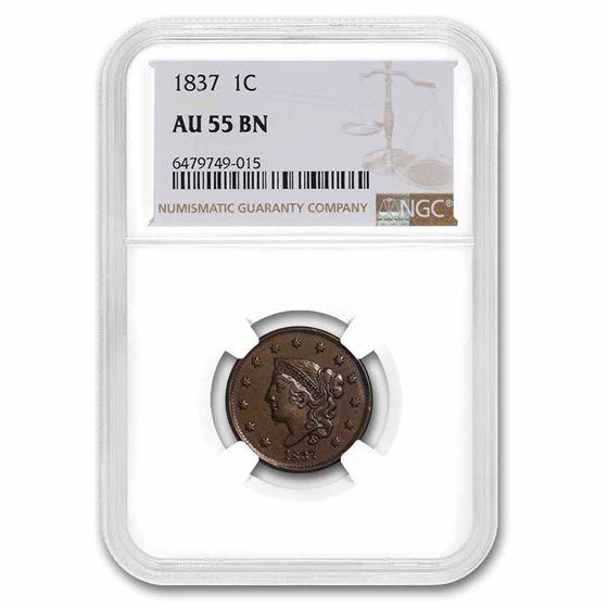 1837 Large Cent AU-55 NGC 1837 Large Cent AU-55 NGC