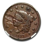 1837 Large Cent Coronet Head Fine-15 NGC (Obverse Lamination)