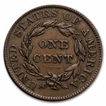 1837 Large Cent Plain Cord, Medium Letters XF