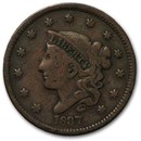 1837 Large Cent Plain Cord, Sm Letters Fine
