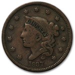 1837 Large Cent Plain Cord, Sm Letters Fine