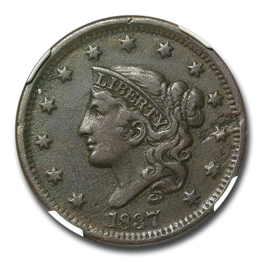 1837 Large Cent VF35 NGC (Brown)