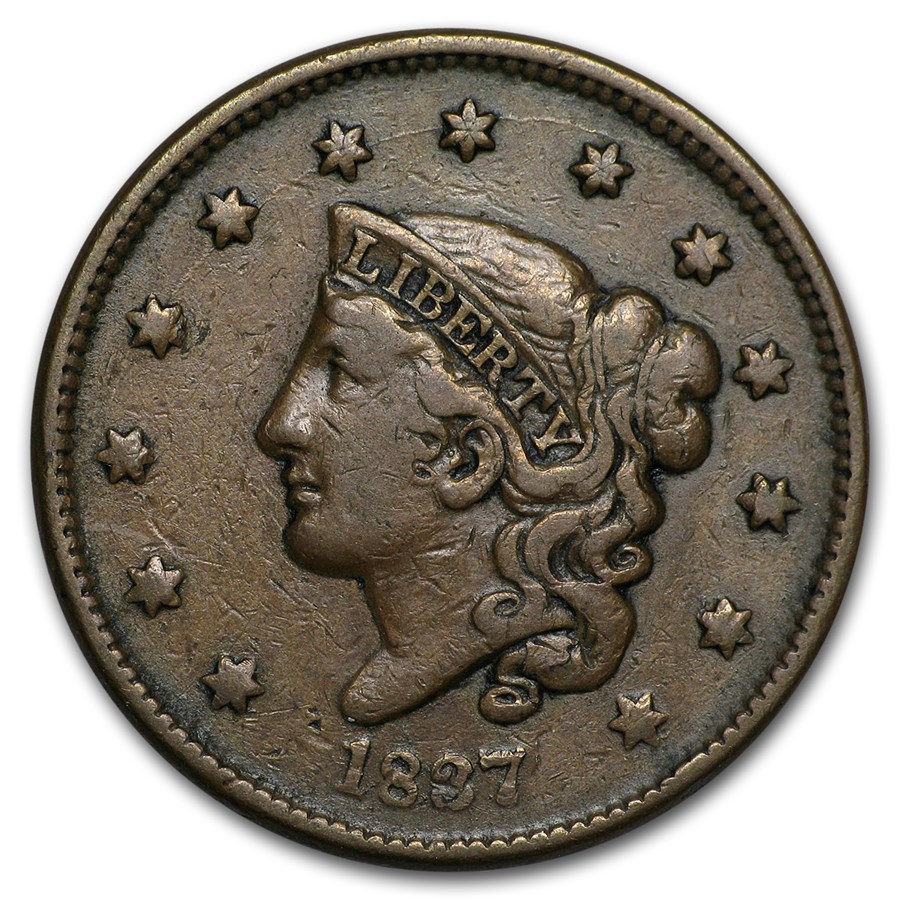 1837 Large Cent VF