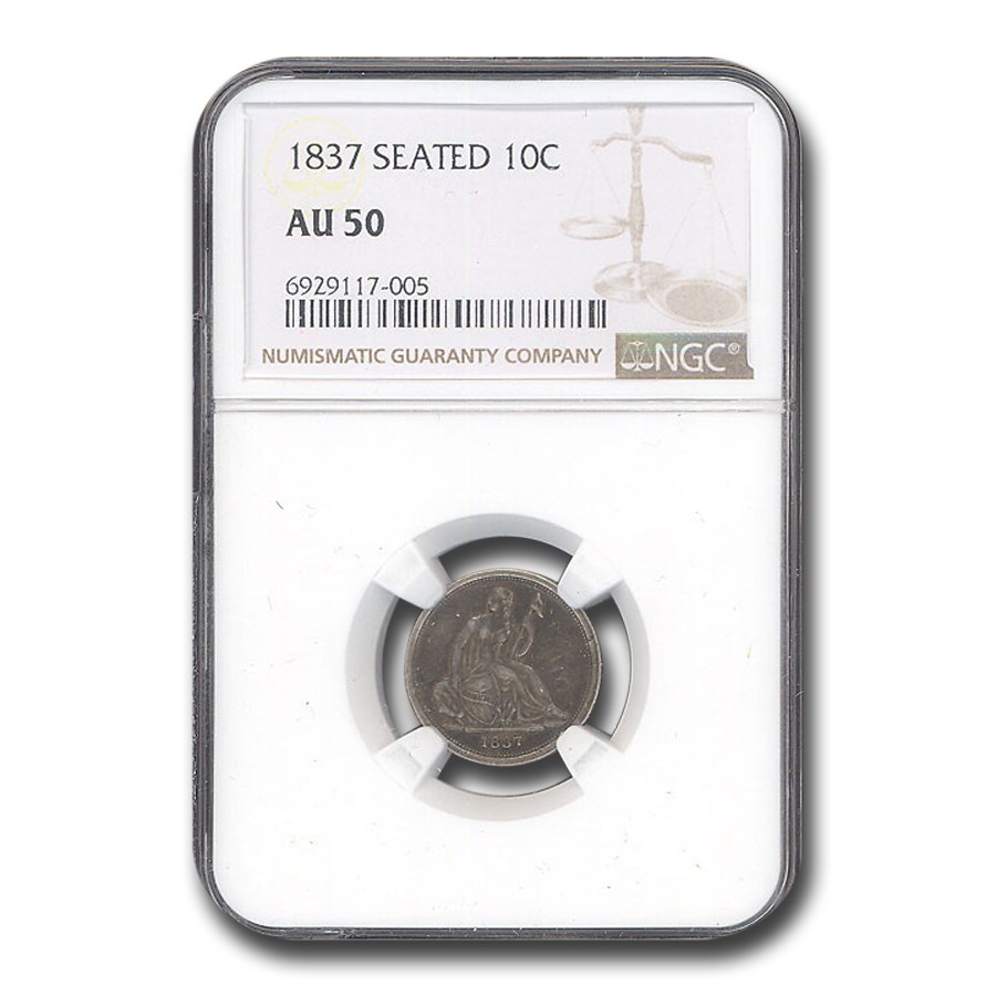 1837 Liberty Seated Dime AU-50 NGC