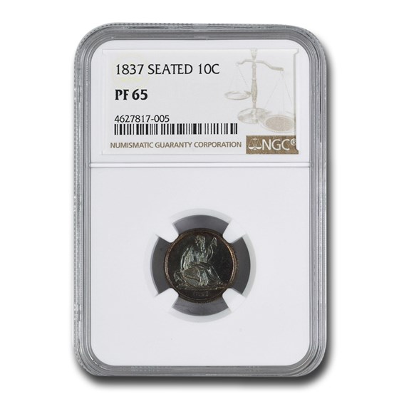 1837 Liberty Seated Dime PF-65 NGC (Large Date)