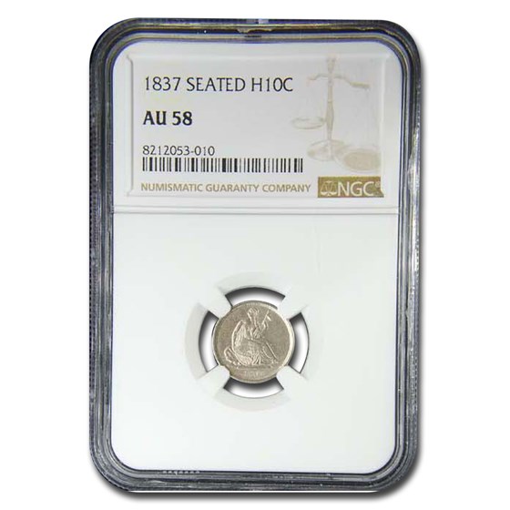 1837 Liberty Seated Half Dime AU-58 NGC 1837 Liberty Seated Half Dime AU-58 NGC
