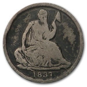 1837 Liberty Seated Half Dime Large Date VG 1837 Liberty Seated Half Dime Large Date VG