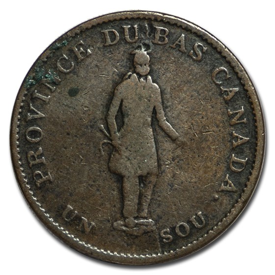 1837 Quebec Half Penny Token VG (Quebec Bank on ribbon) 1837 Quebec Half Penny Token VG (Quebec Bank on ribbon)