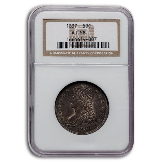 1837 Reeded Edge Half Dollar AU-58 NGC 1837 Reeded Edge Half Dollar AU-58 NGC
