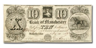 1837 The Bank of Manchester $10 MI-250 XF 1837 The Bank of Manchester $10 MI-250 XF