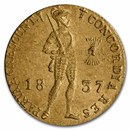 1837 United Kingdom of the Netherlands Gold Ducat XF