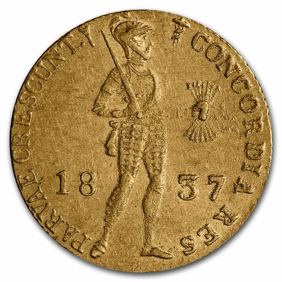 1837 United Kingdom of the Netherlands Gold Ducat XF