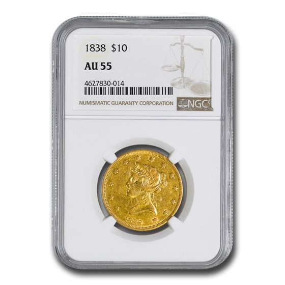 1838 $10 Liberty Gold Eagle AU-55 NGC