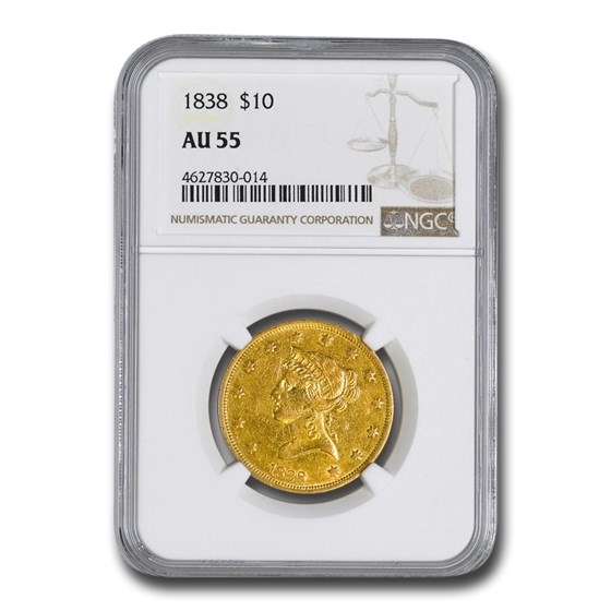 1838 $10 Liberty Gold Eagle AU-55 NGC 1838 $10 Liberty Gold Eagle AU-55 NGC