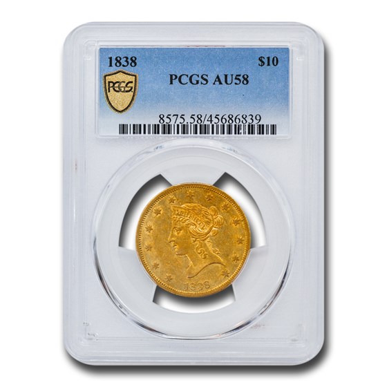 1838 $10 Liberty Gold Eagle AU-58 NGC 1838 $10 Liberty Gold Eagle AU-58 NGC