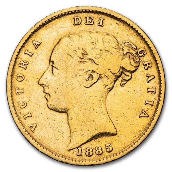 1838-1885 Great Britain Gold 1/2 Sov Victoria Young Head Clnd/Pol