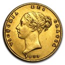 1838-1885 Great Britain Gold 1/2 Sovereign Victoria Young Head XF