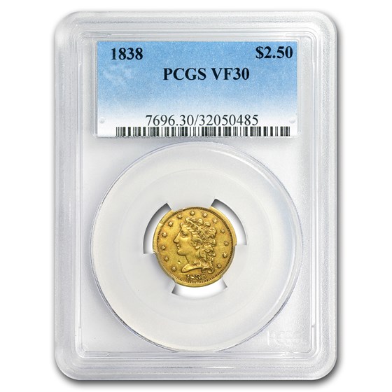1838 $2.50 Gold Classic Head VF-30 PCGS 1838 $2.50 Gold Classic Head VF-30 PCGS