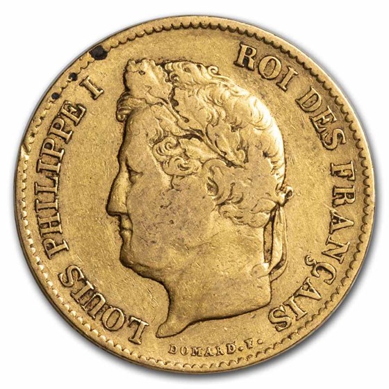 1838-A * Anchor France Gold 40 Francs Louis Philippe I XF 1838-A * Anchor France Gold 40 Francs Louis Philippe I XF