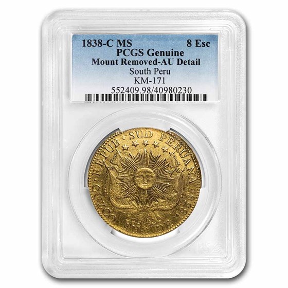 1838-C MS South Peru Gold 8 Escudos AU-Details PCGS 1838-C MS South Peru Gold 8 Escudos AU-Details PCGS