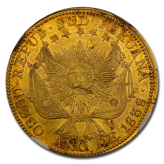 1838-C Peru Gold 8 Escudos AU-58 NGC 1838-C Peru Gold 8 Escudos AU-58 NGC