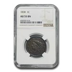 1838 Large Cent AU-55 NGC (Brown)