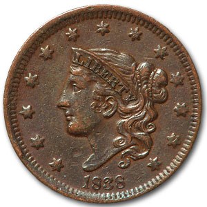 1838 Large Cent XF Details 1838 Large Cent XF Details