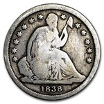 1838 Liberty Seated Dime Large Stars Good