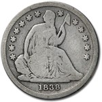 1838 Liberty Seated Dime Large Stars VG