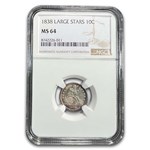 1838 Liberty Seated Dime MS-64 NGC (Large Stars)