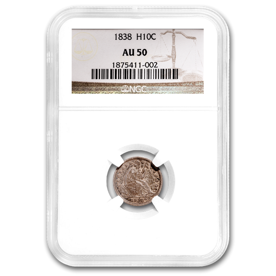 1838 Liberty Seated Half Dime AU-50 NGC 1838 Liberty Seated Half Dime AU-50 NGC