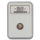 1838 Liberty Seated Half Dime MS-66 NGC (Large Stars, No Drapery) 1838 Liberty Seated Half Dime MS-66 NGC (Large Stars, No Drapery)