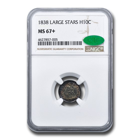 1838 Liberty Seated Half Dime MS-67+ NGC CAC (Large Stars) 1838 Liberty Seated Half Dime MS-67+ NGC CAC (Large Stars)