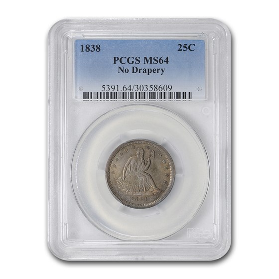 1838 Liberty Seated Quarter MS-64 PCGS (No Drapery) 1838 Liberty Seated Quarter MS-64 PCGS (No Drapery)