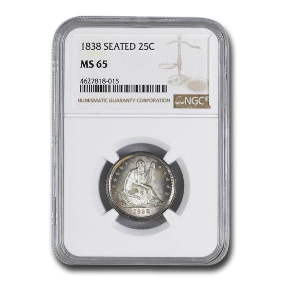 1838 Liberty Seated Quarter MS-65 NGC 1838 Liberty Seated Quarter MS-65 NGC