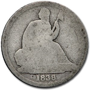 1838-O Liberty Seated Dime AG (No Stars)