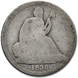 1838-O Liberty Seated Dime AG