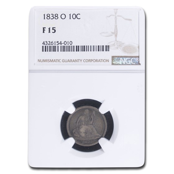 1838-O Liberty Seated Dime Fine-15 NGC 1838-O Liberty Seated Dime Fine-15 NGC