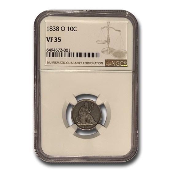1838-O Liberty Seated Dime VF-35 NGC 1838-O Liberty Seated Dime VF-35 NGC