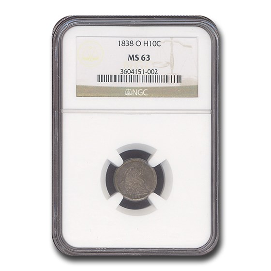 1838-O Liberty Seated Half Dime MS-63 NGC 1838-O Liberty Seated Half Dime MS-63 NGC