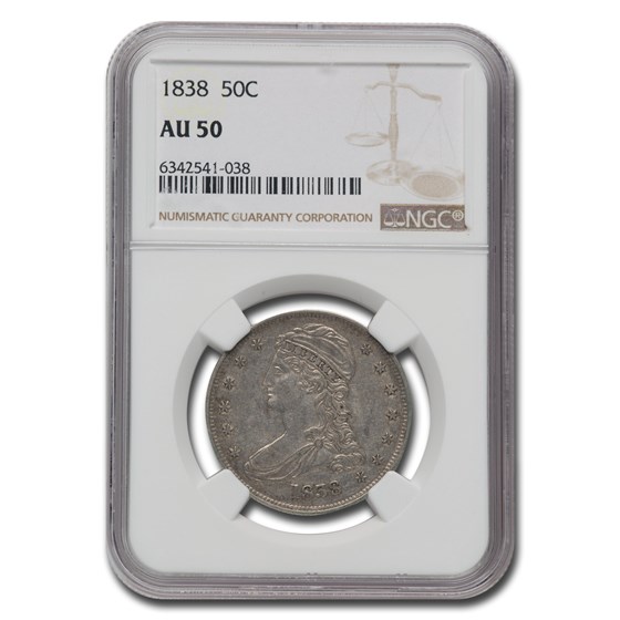 1838 Reeded Edge Half Dollar AU-50 NGC 1838 Reeded Edge Half Dollar AU-50 NGC
